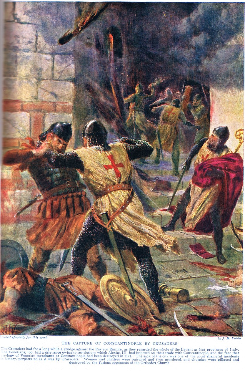 Konstantinápoly elfoglalása a keresztesek által alkotó: John Harris Valda