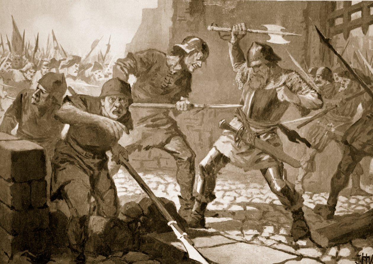 Stussi zürichi polgármester halála a csatában, 1443 alkotó: John Harris Valda