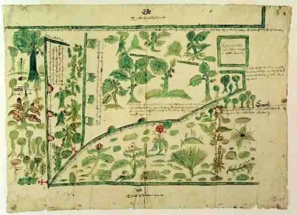 Térkép, amely a Shawe-i kastély egy részét mutatja, Berkshire, Anglia (tinta és akvarell pergamen) alkotó: John Hasard