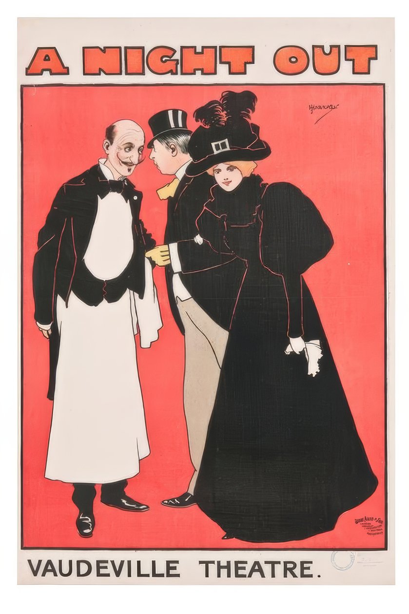 "Egy éjszaka. Vaudeville Színház" / J. Hassall / Plakat, 1897 alkotó: John Hassall