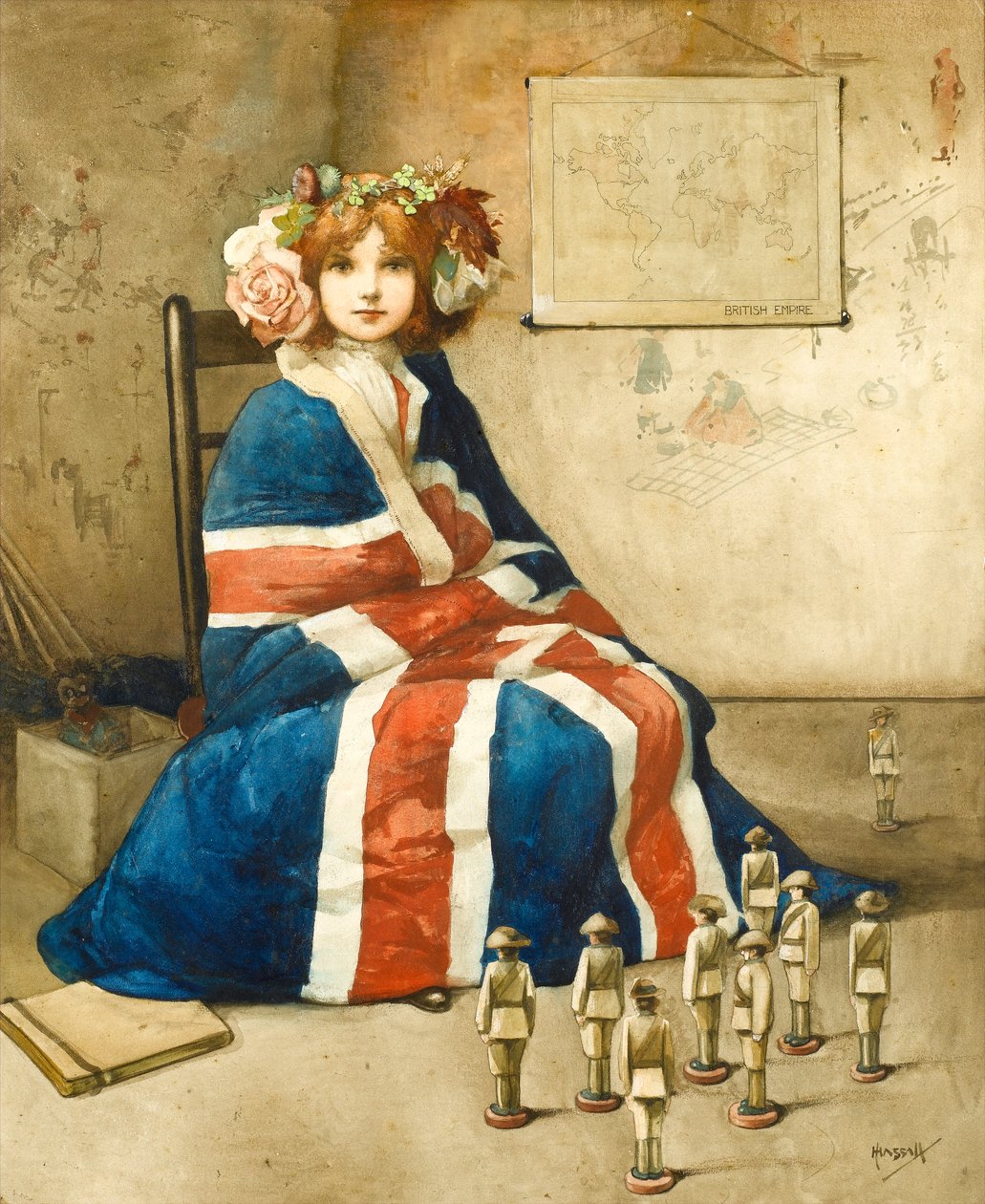 A Brit Birodalom, 1900 körül (akvarell papíron) alkotó: John Hassall