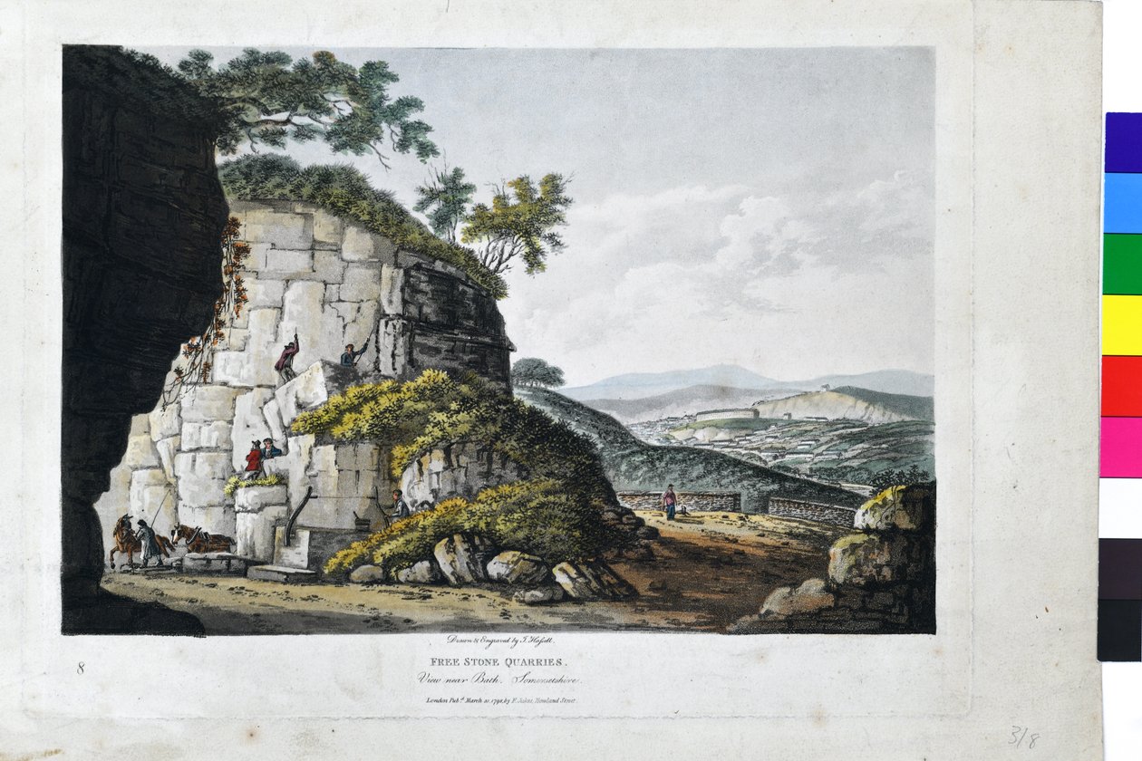Szabad kőbányák. Nézet Bath közelében, Somersetshire alkotó: John Hassell