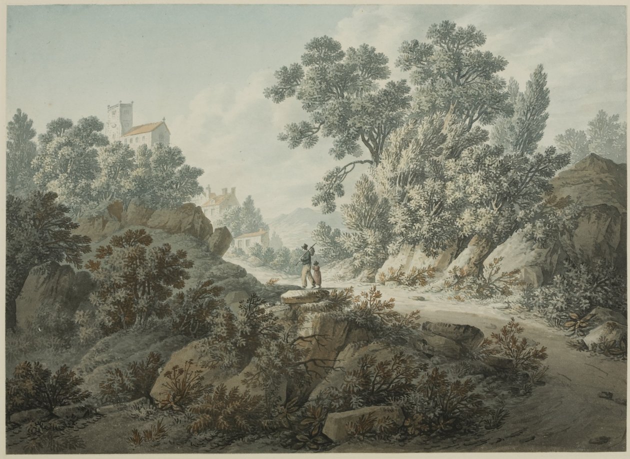 Merrow, Guildford közelében, Surrey (testszín és akvarell papíron) alkotó: John Hassell