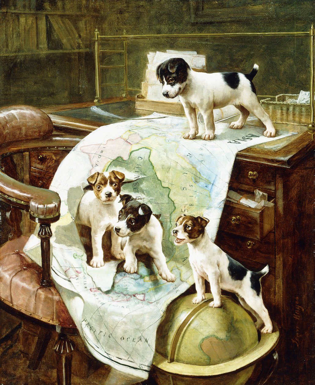 Jól utazott Jack Russell kölykök alkotó: John Hayes