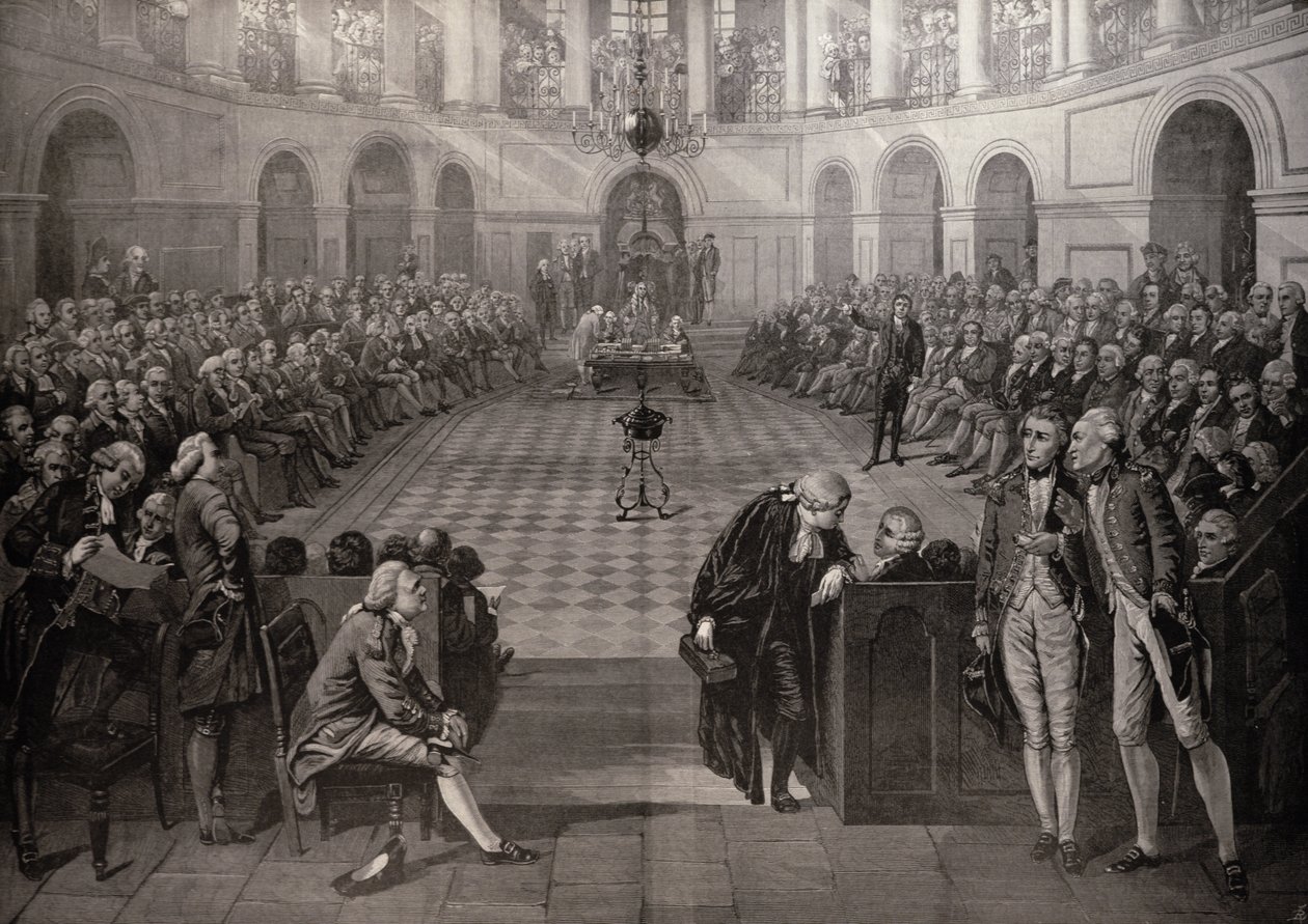 The Irish House of Commons, AD 1790, College Green, Dublin, „The Illustrated London News”, 1886. október 4. alkotó: John Hayter