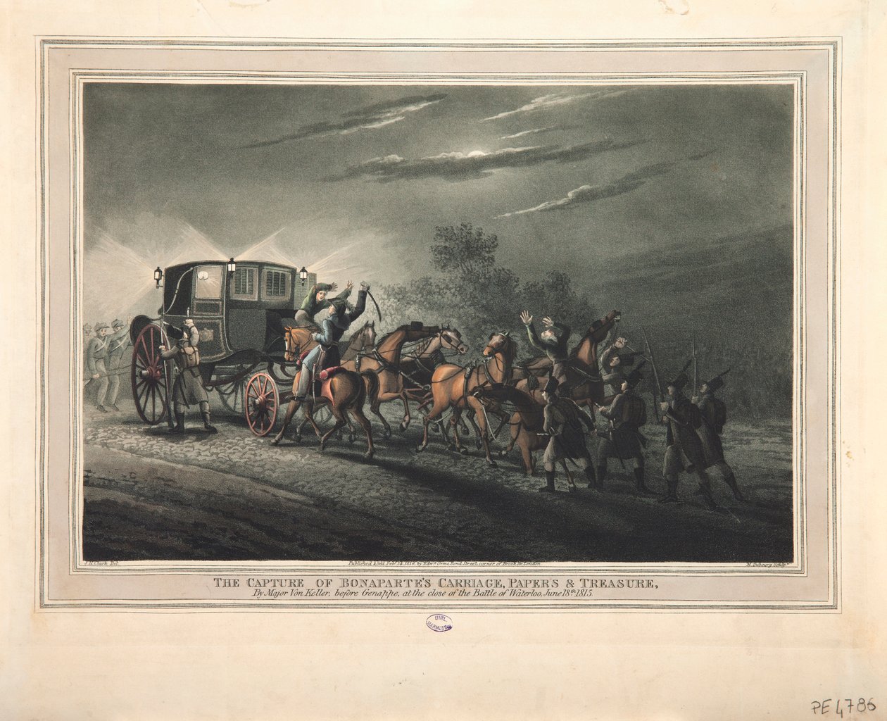 Bonaparte hintójának, papírjainak és kincseinek elfogása, Von Keller őrnagy, 1816 alkotó: John Heaviside Clark