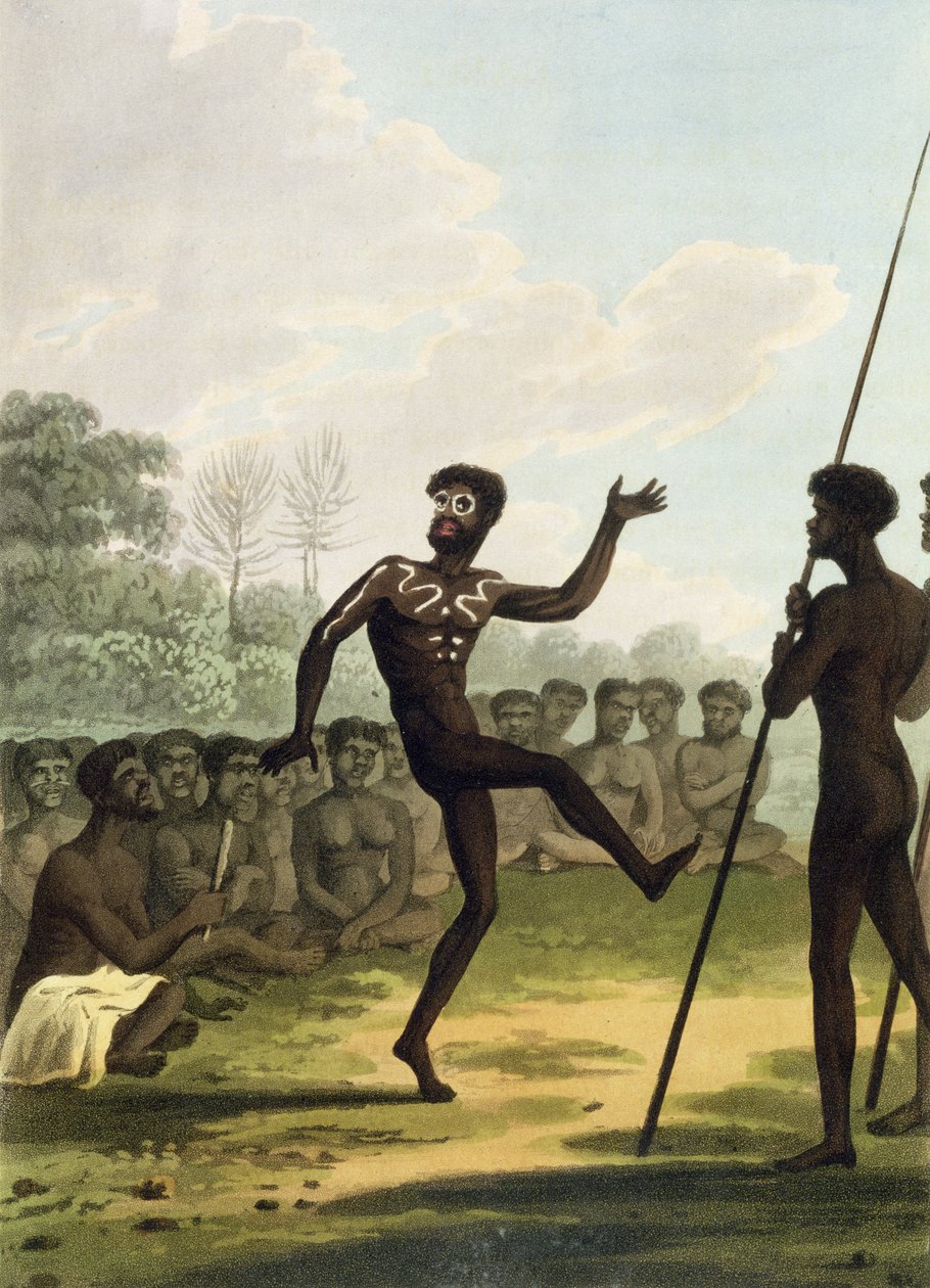 The Dance, bennszülöttek Új-Dél-Walesből Matthew Dubourg (fl.1813-1820) vésett pub. 1813 alkotó: John Heaviside Clark
