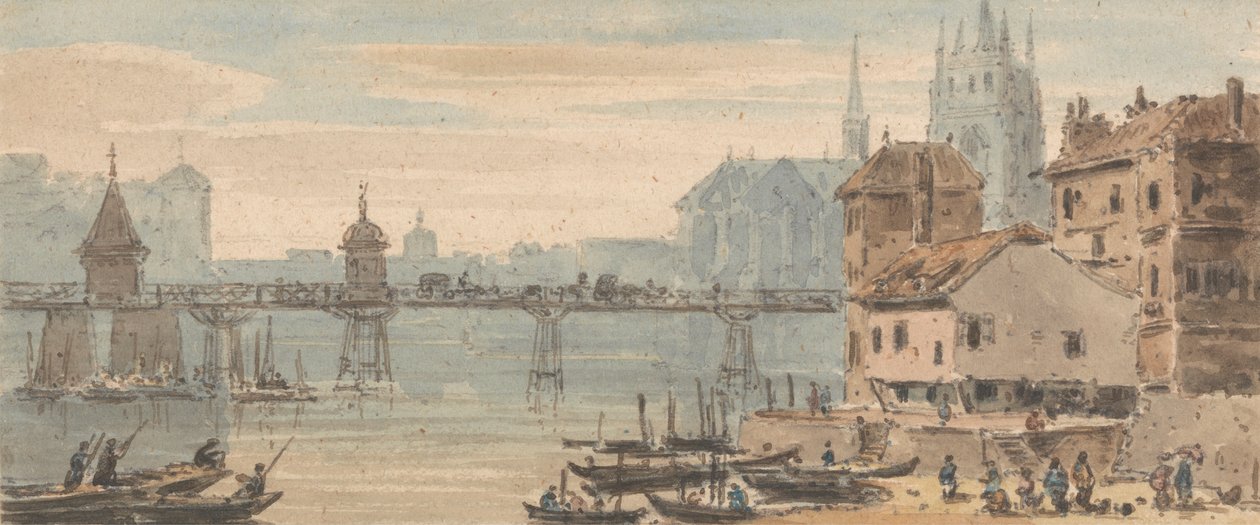 Bázel, Bridge Center, rakpart, figurákkal és szállítási joggal, épületek mögött magasodó katedrálissal alkotó: John Henderson