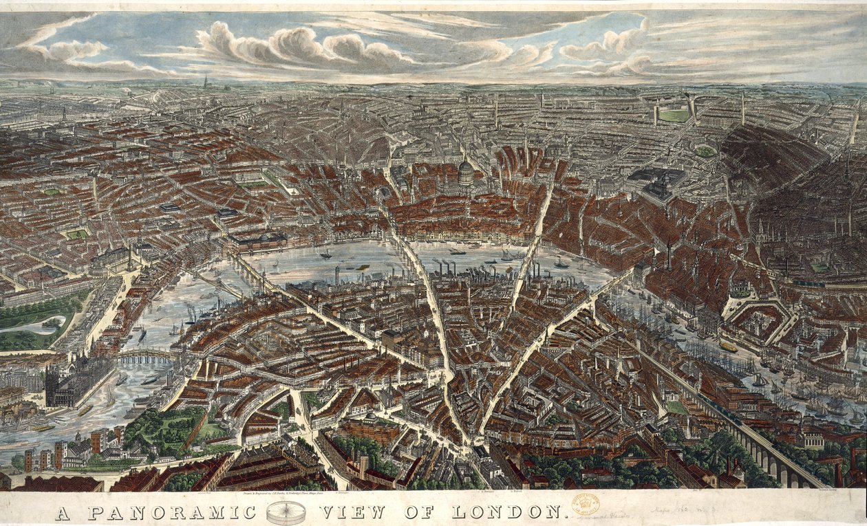 Panorámás kilátás Londonra alkotó: John Henry Banks