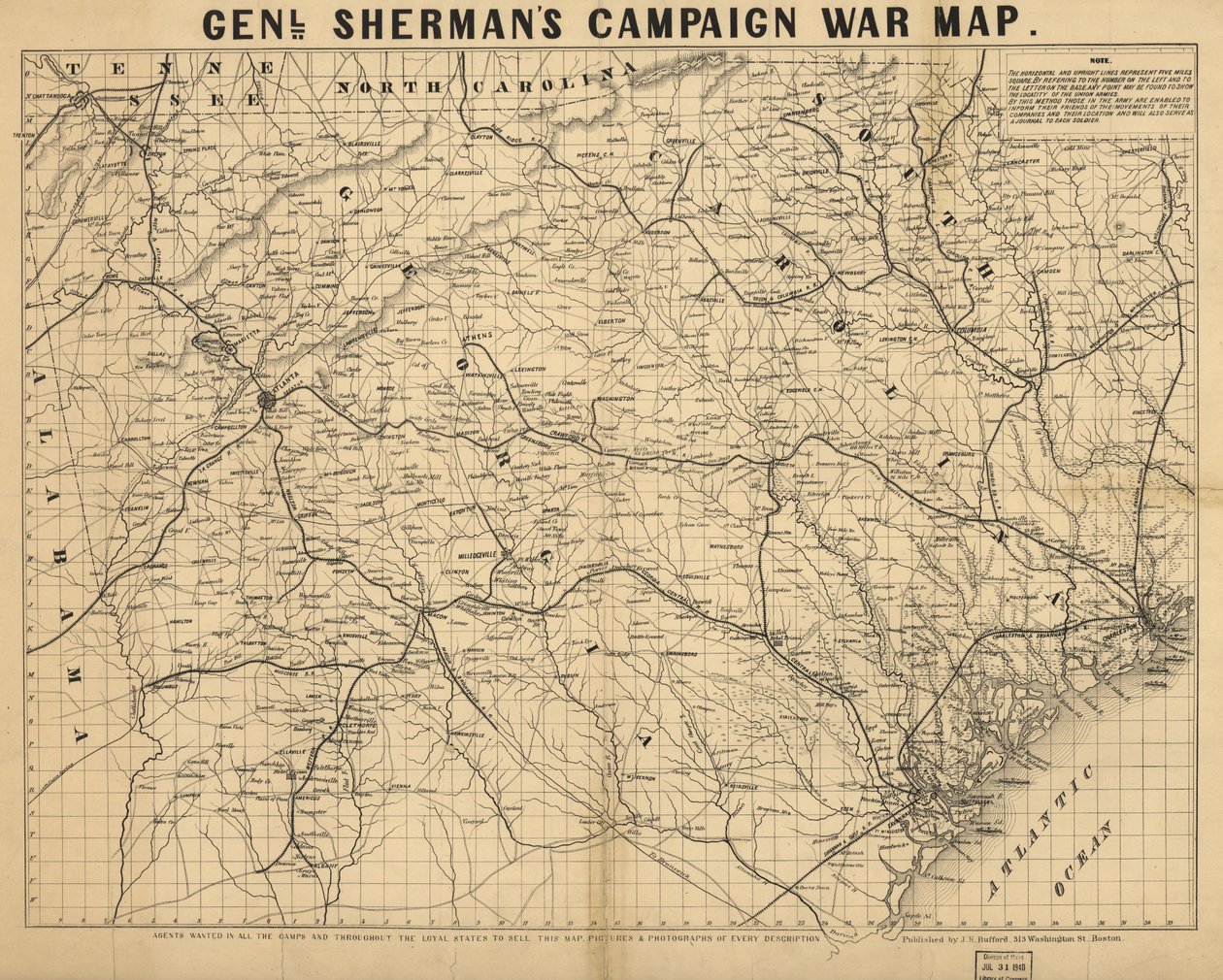 Sherman tábornok hadjárati térképe. LOC 99447285 alkotó: John Henry Bufford