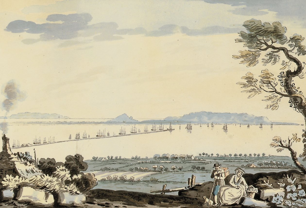 Kilátás a Dublin-öbölre és a kikötőre, a Howth-hegyre alkotó: John Henry Campbell