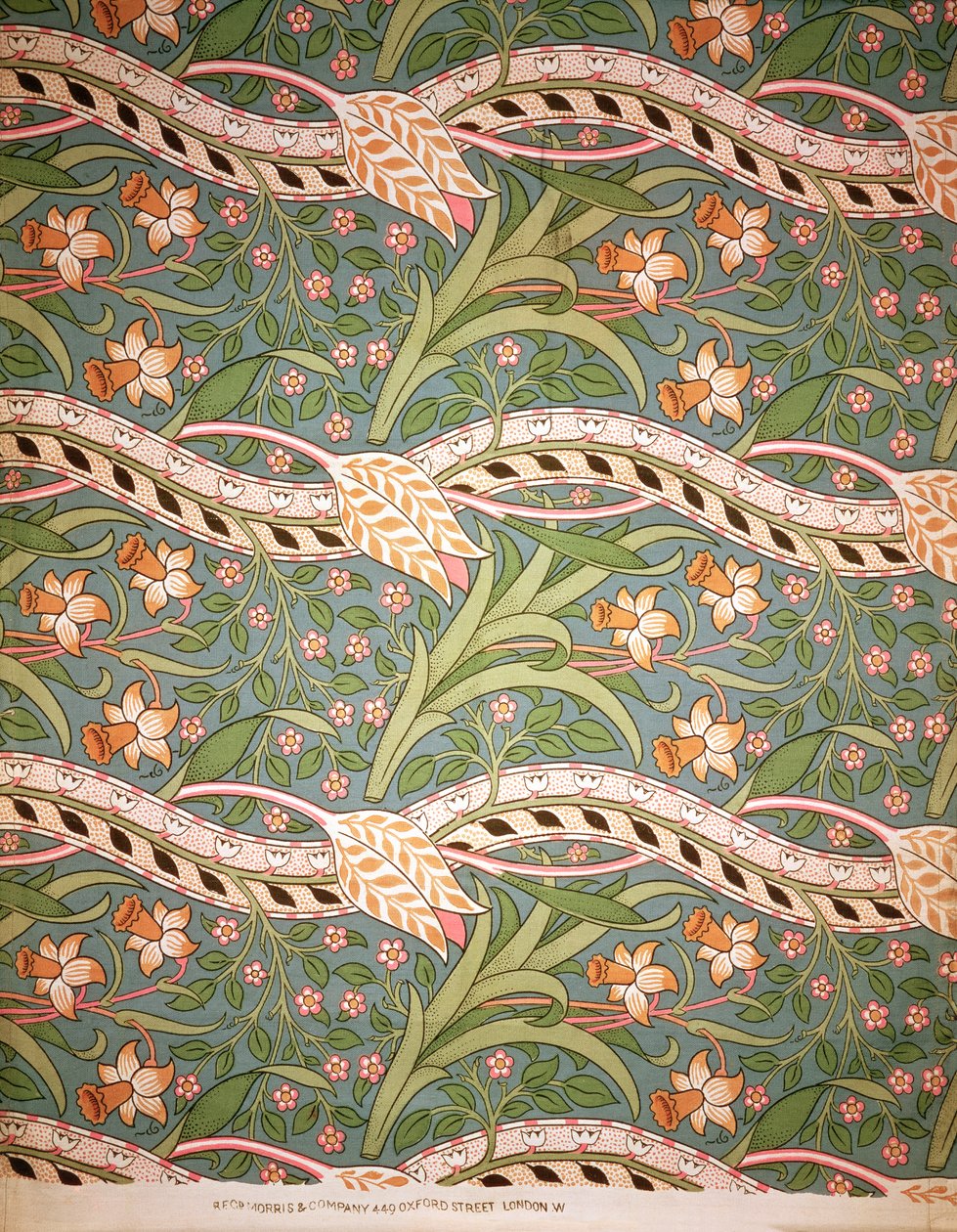 "Nárcisz Chintz", 1875 (nyomtatott pamut) alkotó: John Henry Dearle