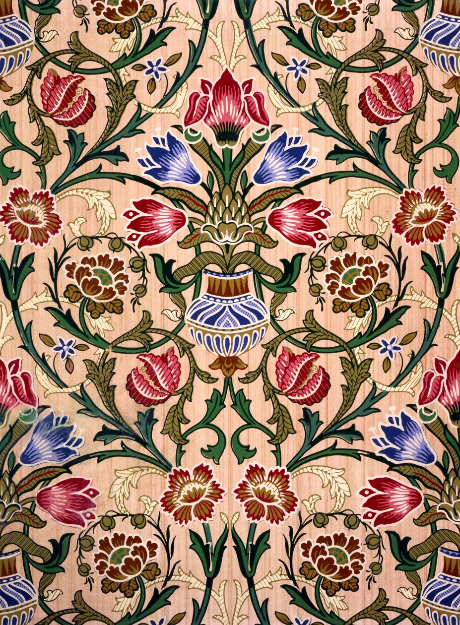 Single Stem Wallpaper Design, 1905 (színes fatömbnyomat papíron) alkotó: John Henry Dearle