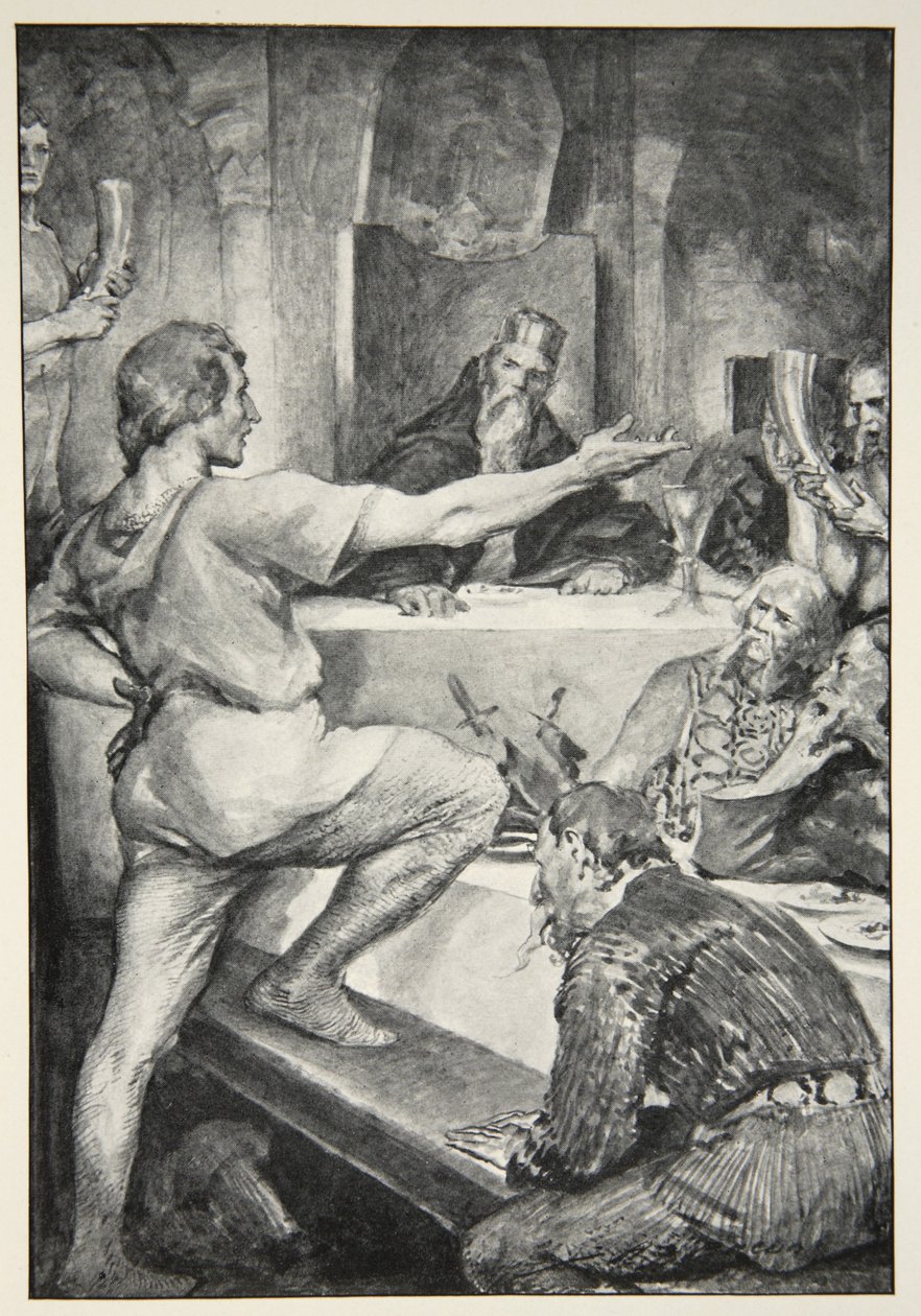 Beowulf gőgösen válaszol Hunferthnek, M.I. „A brit faj hősi mítoszai és legendái” című művéből. Ebbutt, 1910 alkotó: John Henry Frederick Bacon
