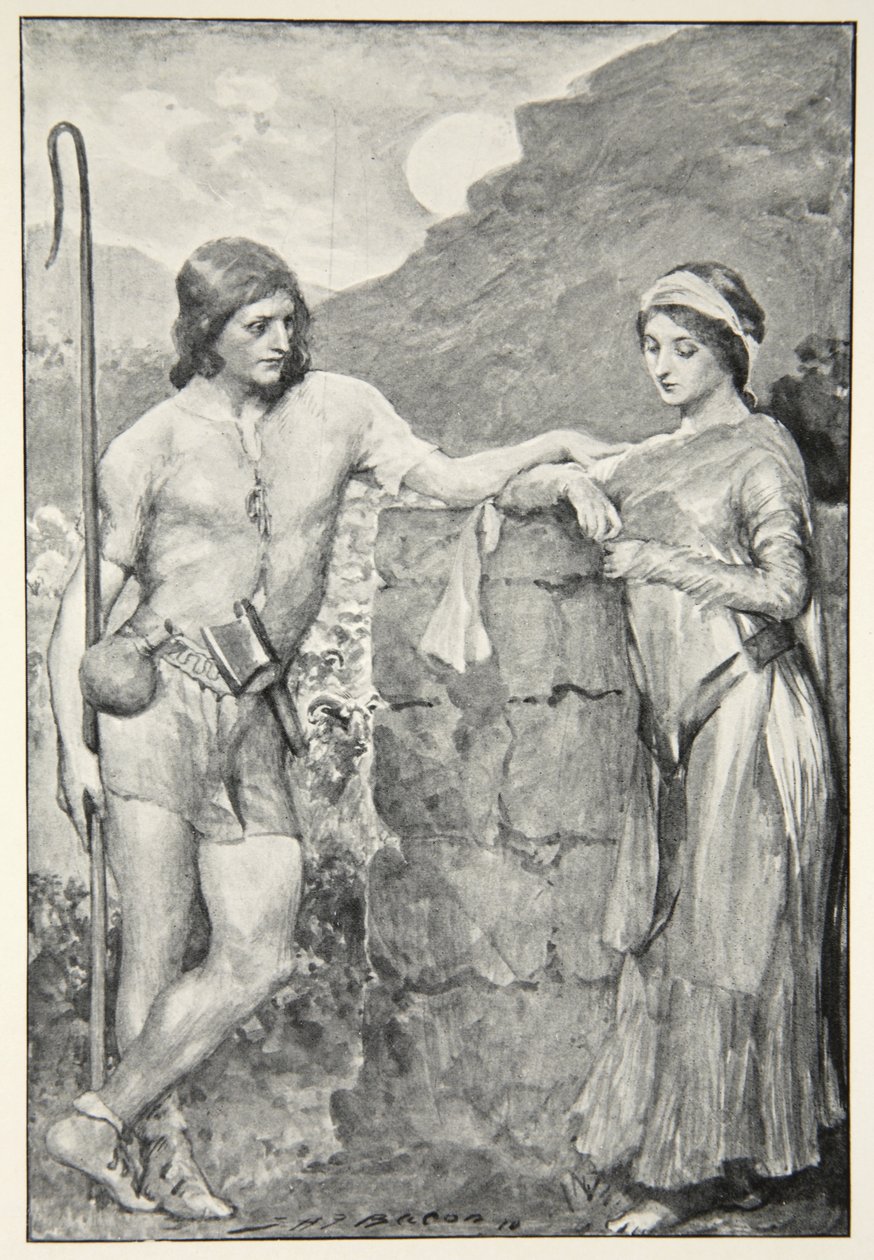 Olaf és Sigrid, M.I. Ebbutt "Hero Myths and Legends of the British Race" című művéből, 1910. alkotó: John Henry Frederick Bacon