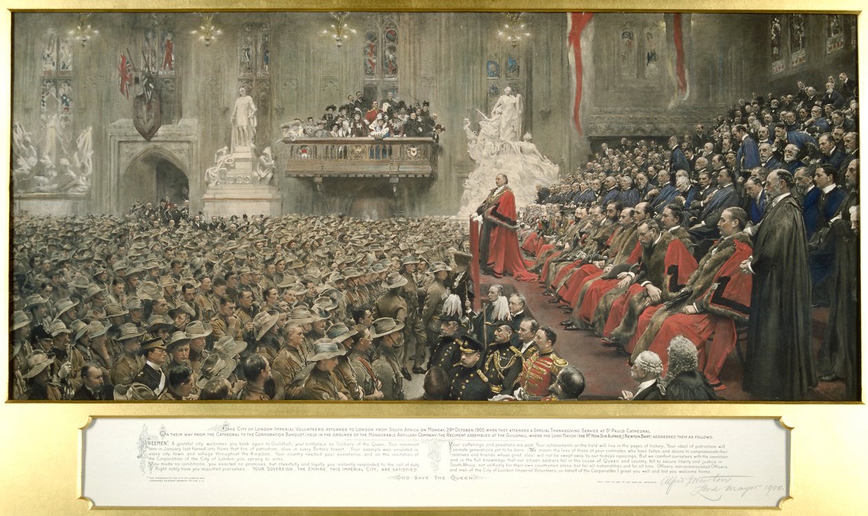 A City Imperial Volunteers a londoni Guildhallban, 1900. alkotó: John Henry Frederick Bacon