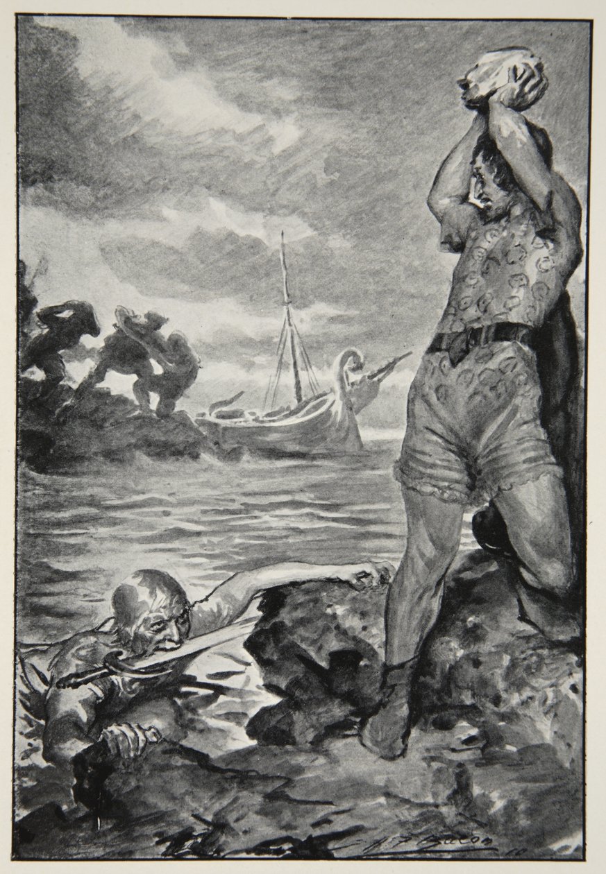 Thorbion felemelte a hatalmas követ, M.I. „A brit faj hőseinek mítoszai és legendái” című művéből. Ebbutt, 1910 alkotó: John Henry Frederick Bacon