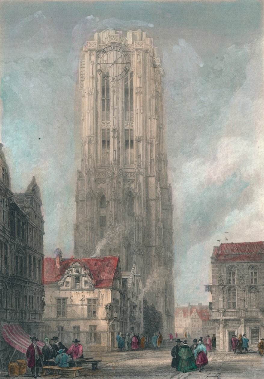 „St. Rembauld templom, Mechlin”, 19. század közepe-vége. alkotó: John Henry Le Keux