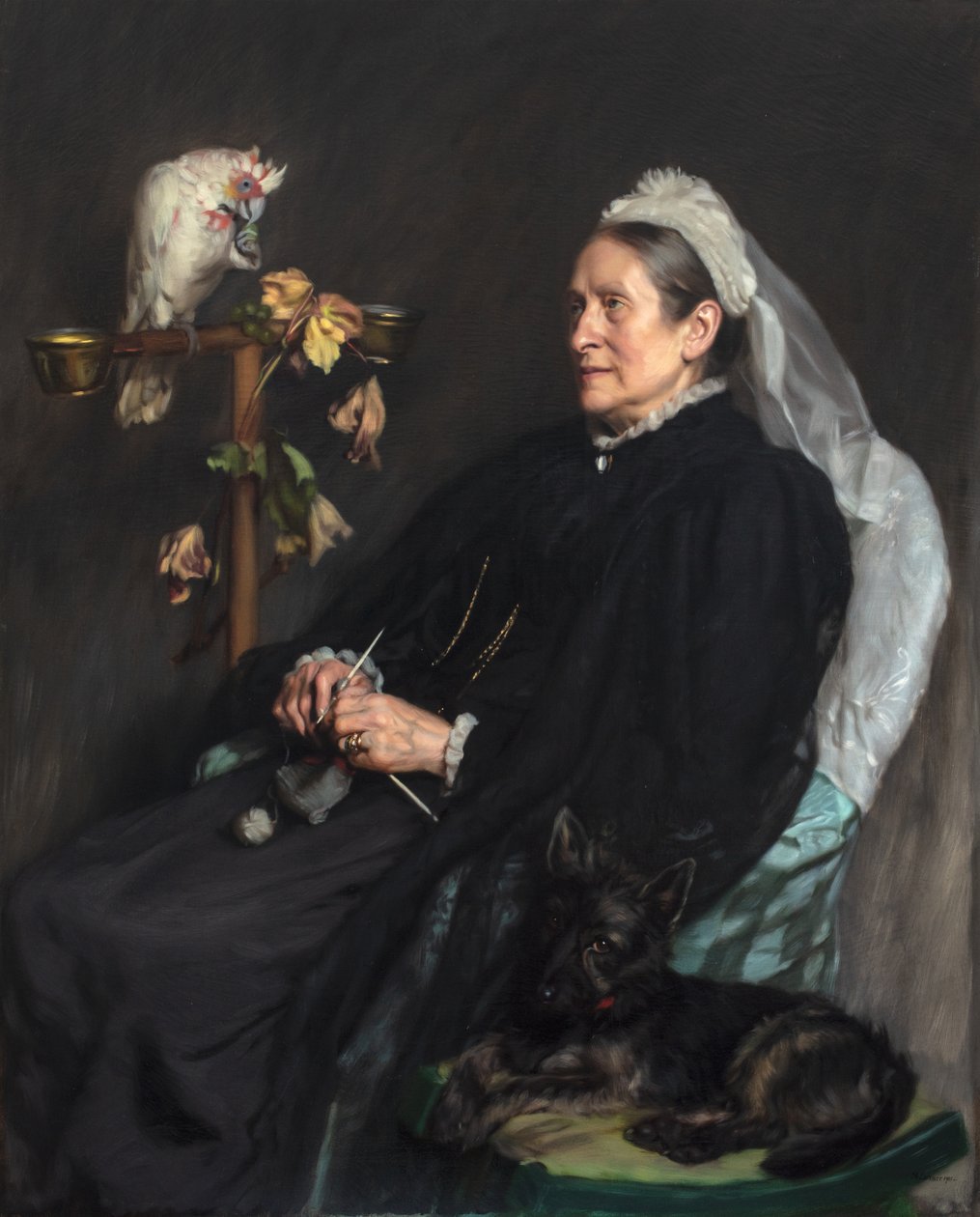 Öreg hölgy és házi kedvencei: Mrs. William Sommerville alkotó: John Henry Lorimer
