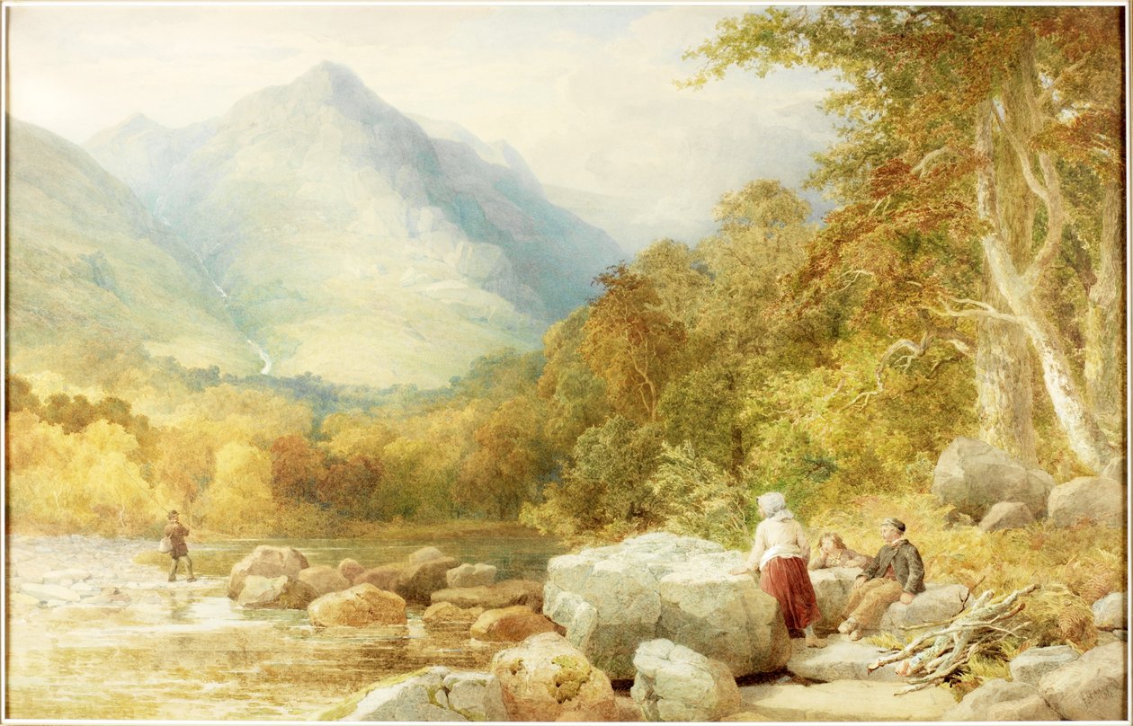 Gate Crag, Borrowdale (akvarell, papír) alkotó: John Henry Mole
