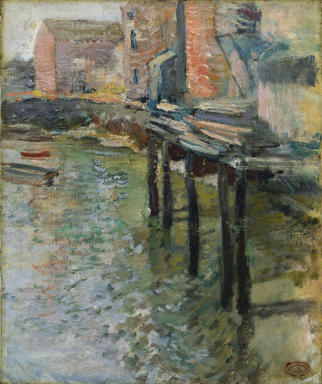 Elhagyott rakpart (A régi malom Cos Cobnál) alkotó: John Henry Twachtman