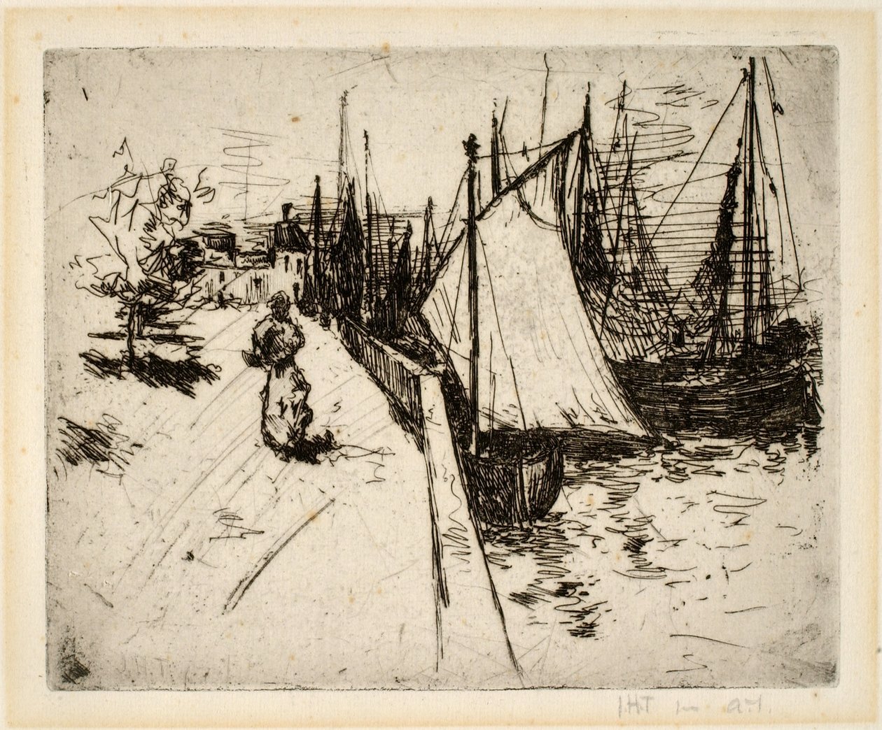 Nő a rakparton, Honfleur alkotó: John Henry Twachtman