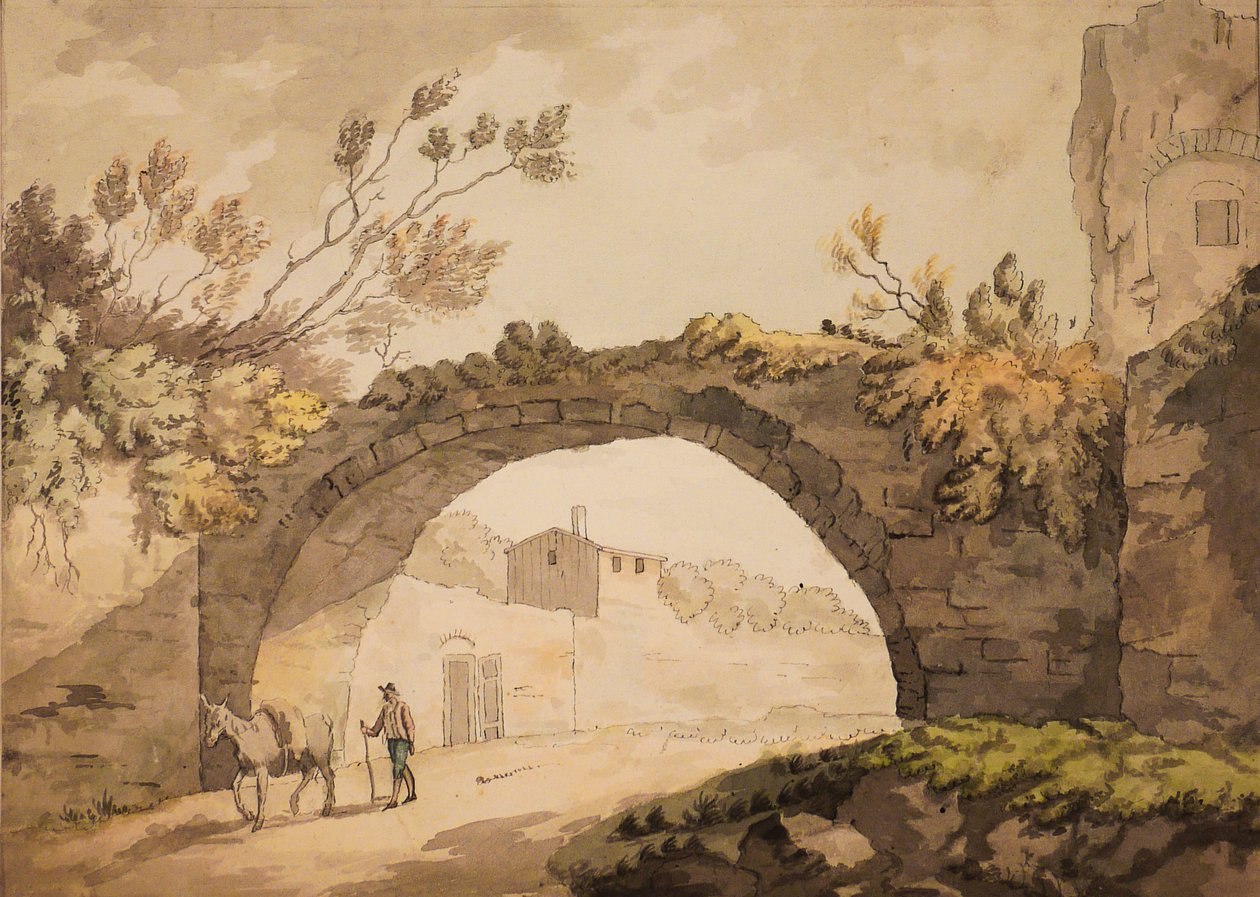 Egy boltív Olaszországban, 1798 körül (akvarell tollal és tintával papíron) alkotó: John Herman Merivale