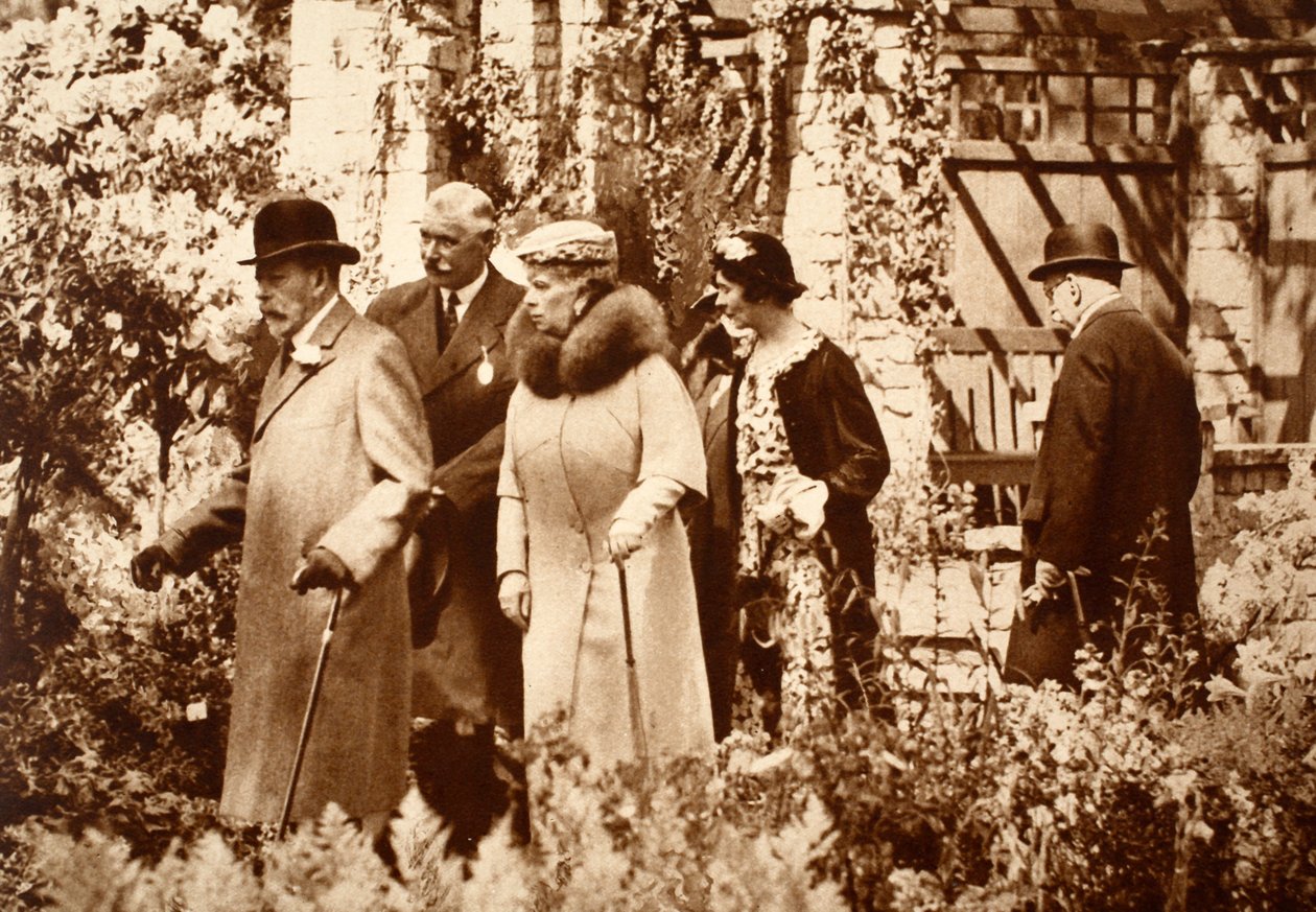 György király és Mária királynő a Chelsea Flower Show-n, 1930-as évek alkotó: John Hill