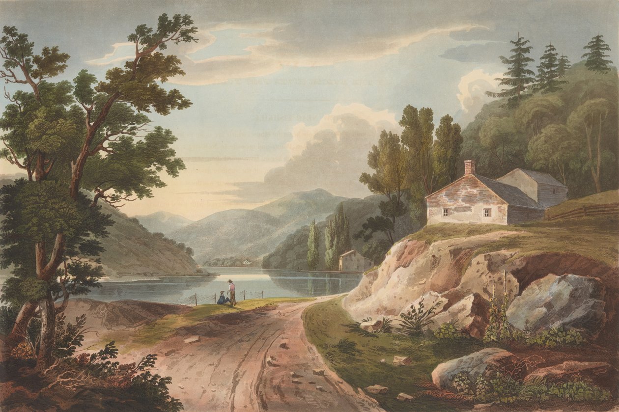 Nézet a Hudson River Portfolio 17. számú Fishkill közelében, 1823-24. alkotó: John Hill