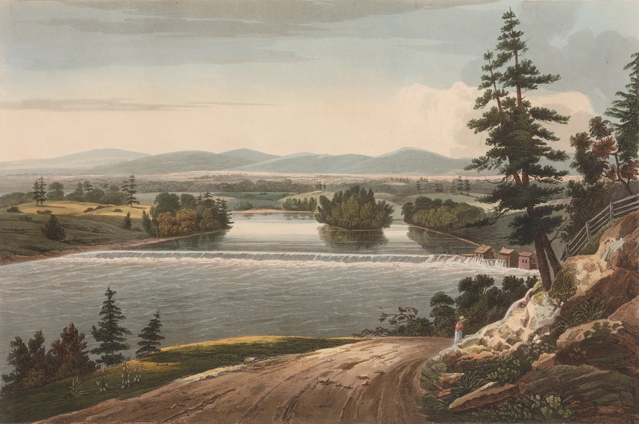 A Hudson River Portfolio 7. számú Sandy Hill közelében, 1822-23. alkotó: John Hill