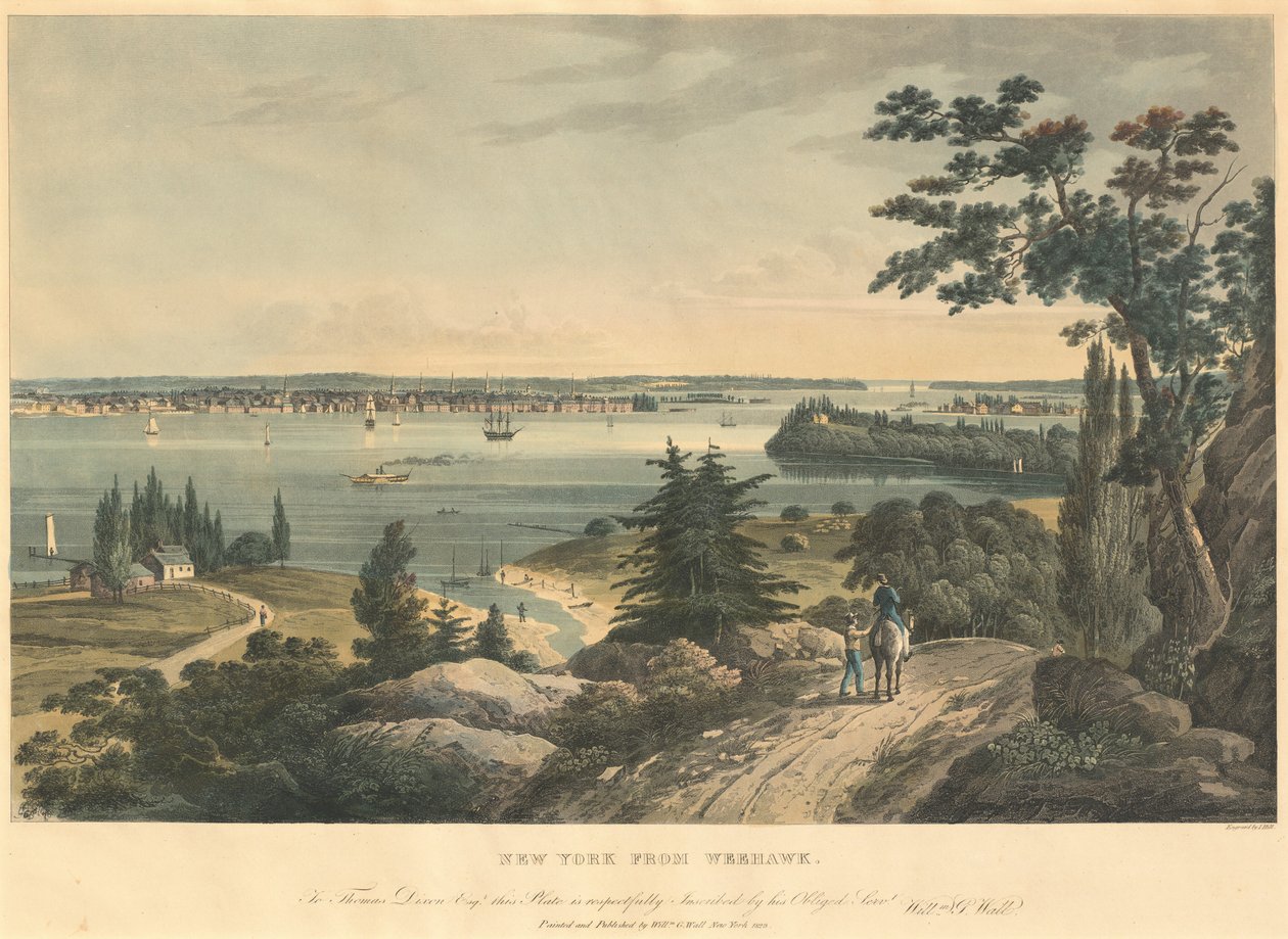 New York a Weehawktól alkotó: John Hill. after William Guy Wall