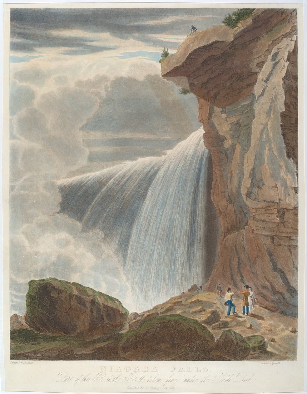 Niagara vízesés az Under Table Rockból alkotó: John Hill, after William James Bennett