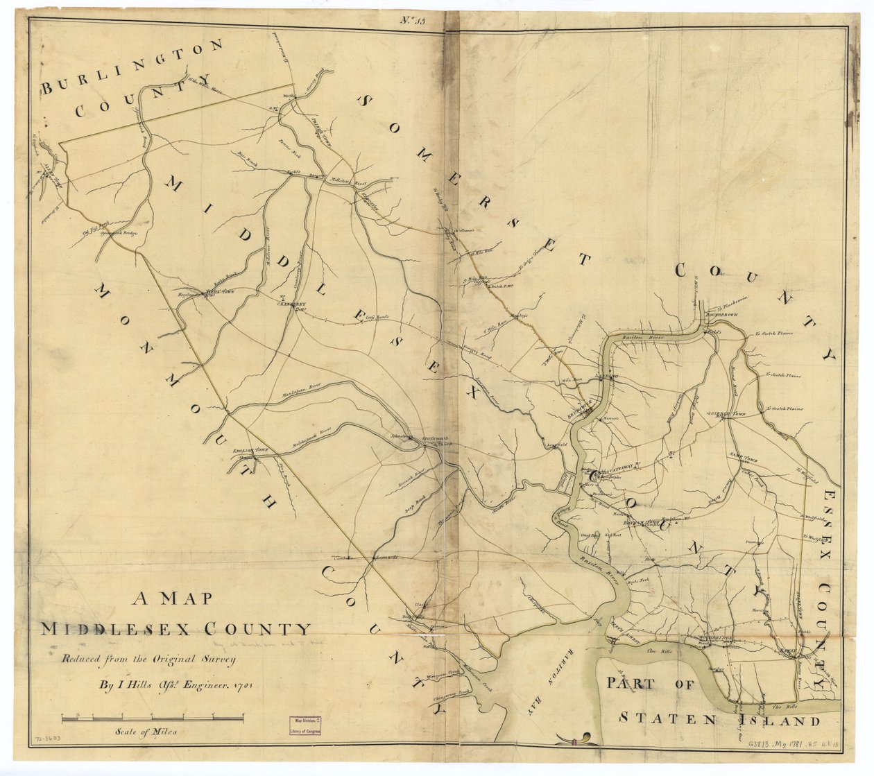 Térkép, Middlesex megye. LOC gm72003603 alkotó: John Hills