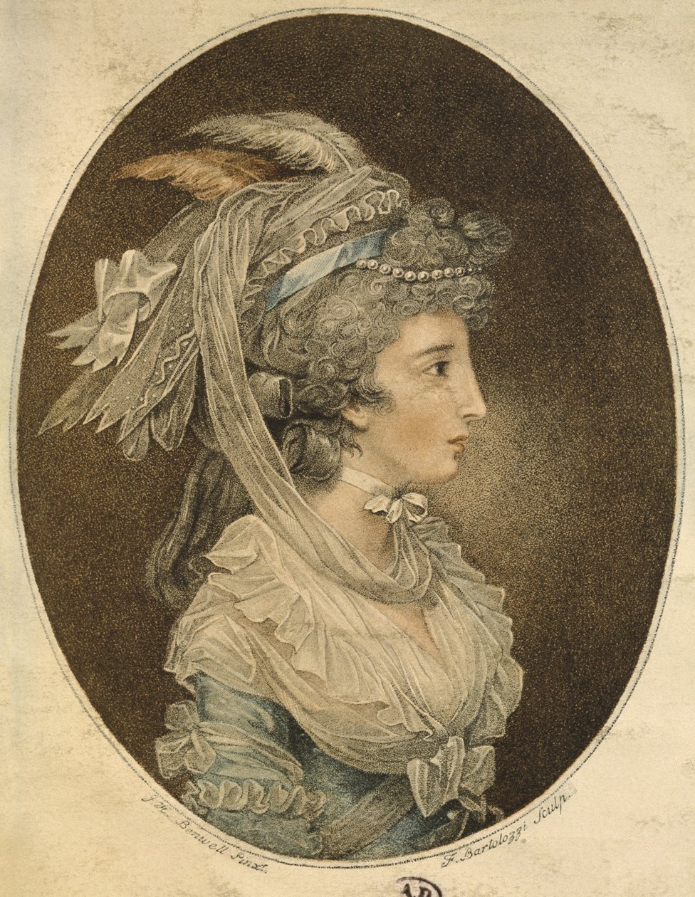 Angol frizura, metszett Francesco Bartolozzi (1727-1815) (színes metszet) alkotó: John Hodges Benwell