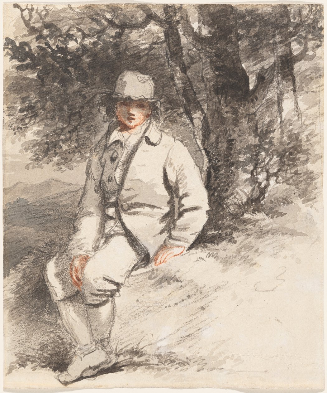 Egy fa alatt ülő fiatal fiú alkotó: John Hoppner
