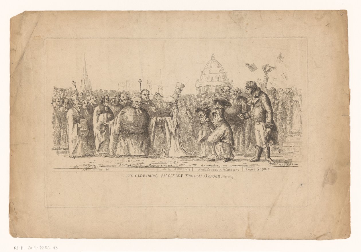 Catharina Paulowna van Rusland Oxfordban, 1814 Oldenburgi körmenet Oxfordon keresztül. 1814. május (cím a tárgyon) alkotó: John Hughes
