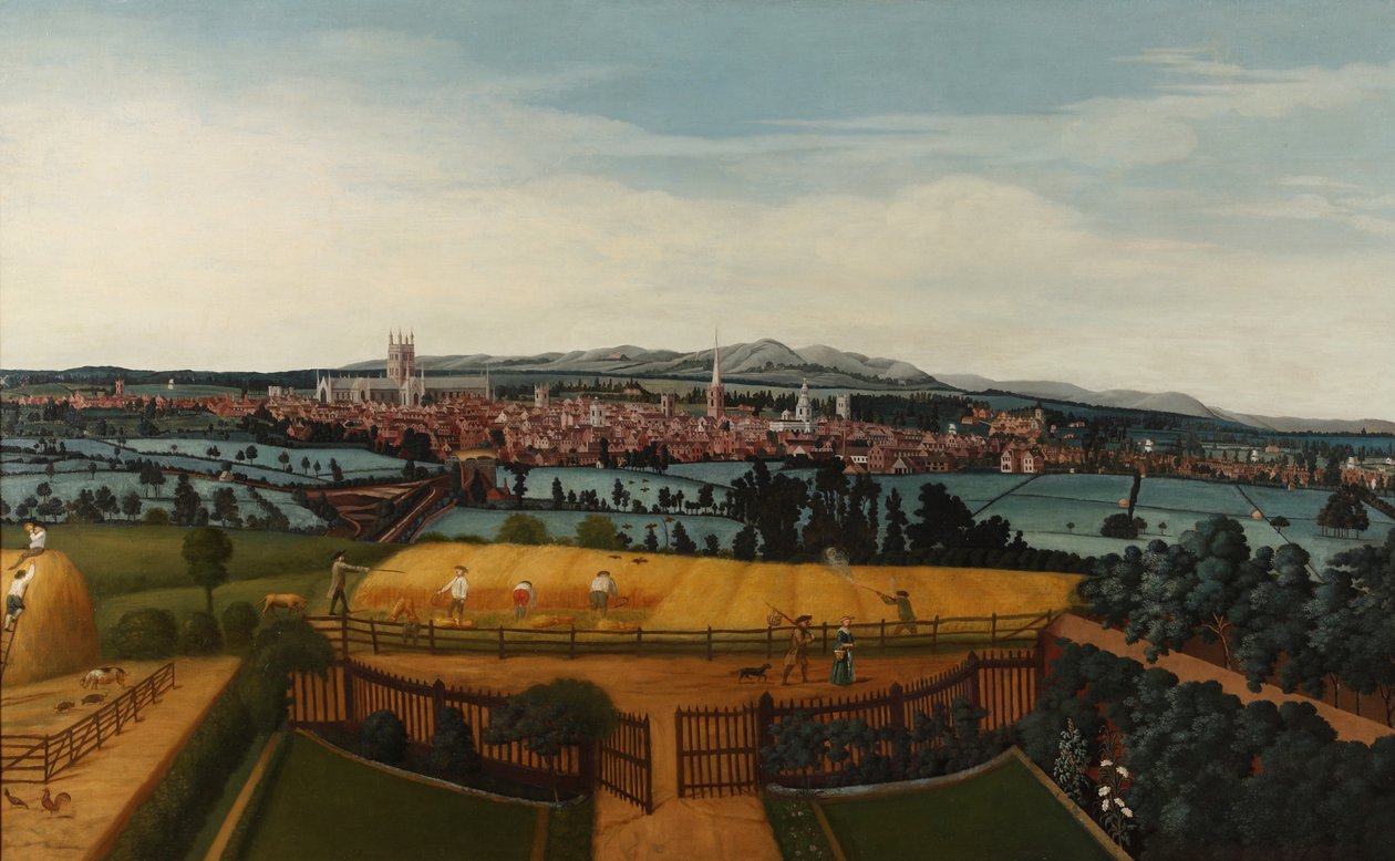 Worcester kilátása keletről, 1750 körül alkotó: John I Harris