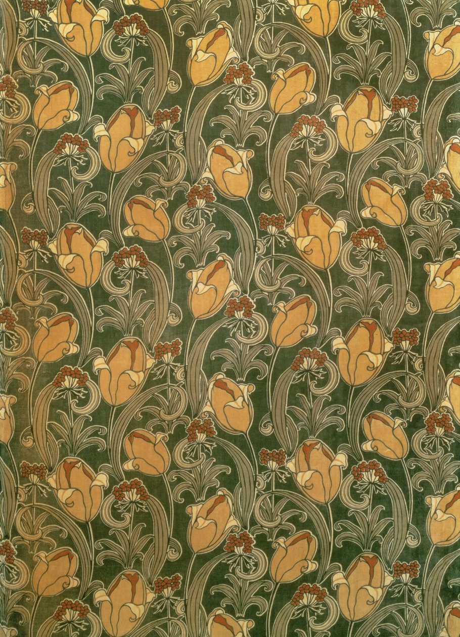 Tulipánok, design a The Silver Studio számára, 1898 körül (nyomtatott bársony) alkotó: John Illingworth (attr. to) Kay