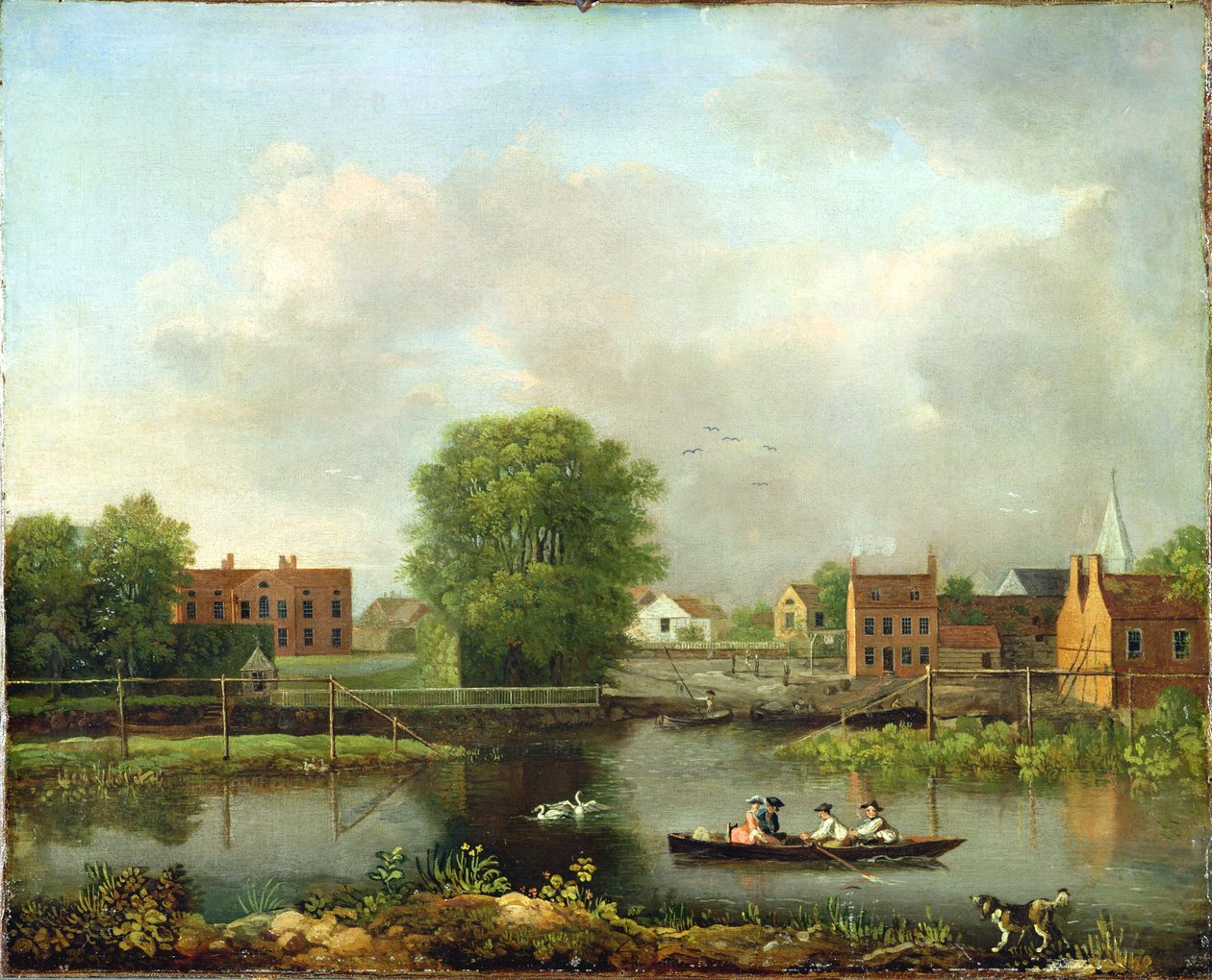 Folyói táj, esetleg kilátás a Rochester Bridge West End-éről, 1800-10 alkotó: John Inigo Richards
