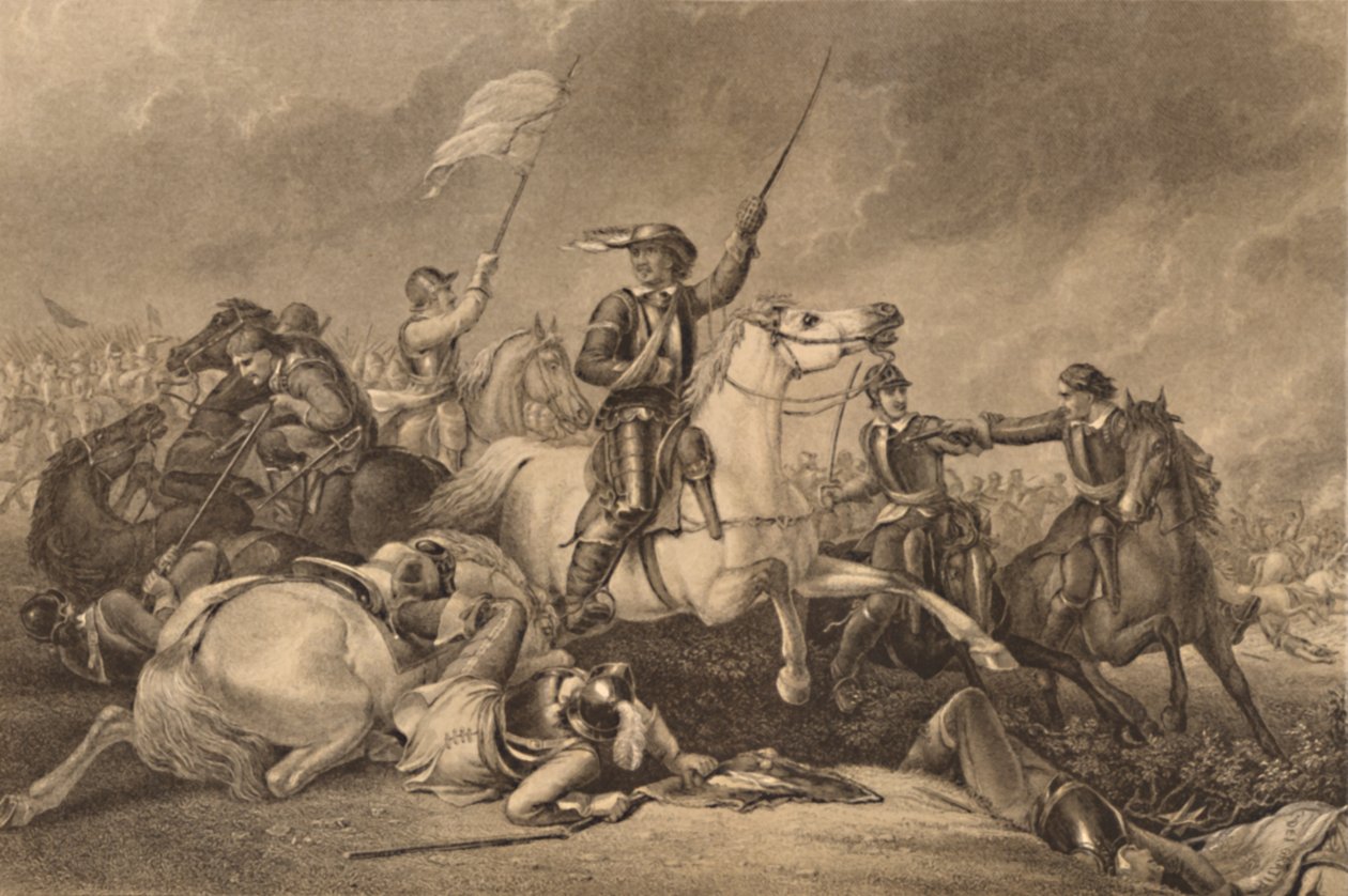 "Cromwell a Marston Moor-i csatában", 1886 alkotó: John J Crew