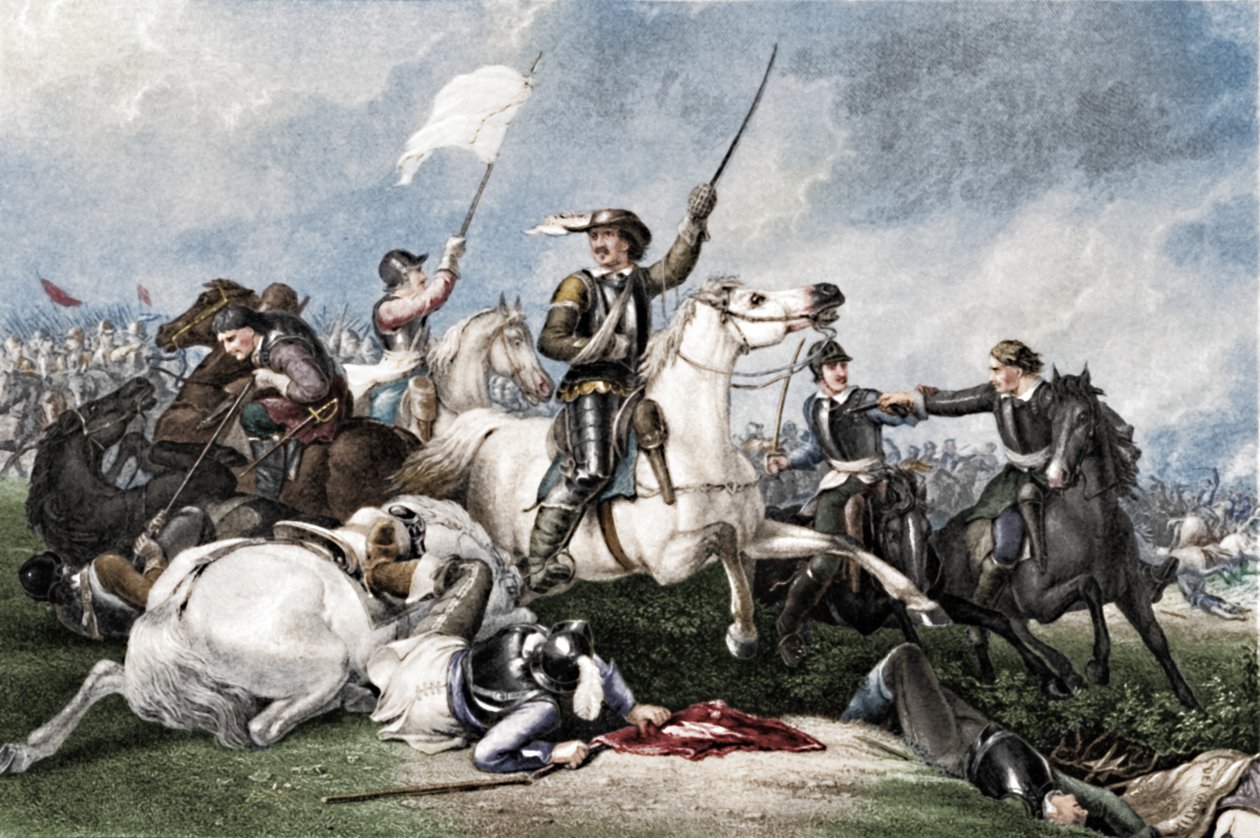 "Cromwell a Marston Moor-i csatában", 1886 alkotó: John J Crew