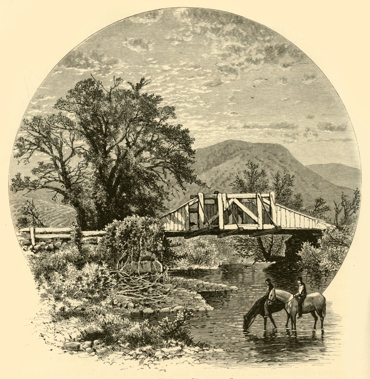 "Old Bridge, Blackberry River, Kánaán közelében", 1874. alkotó: John J. Harley