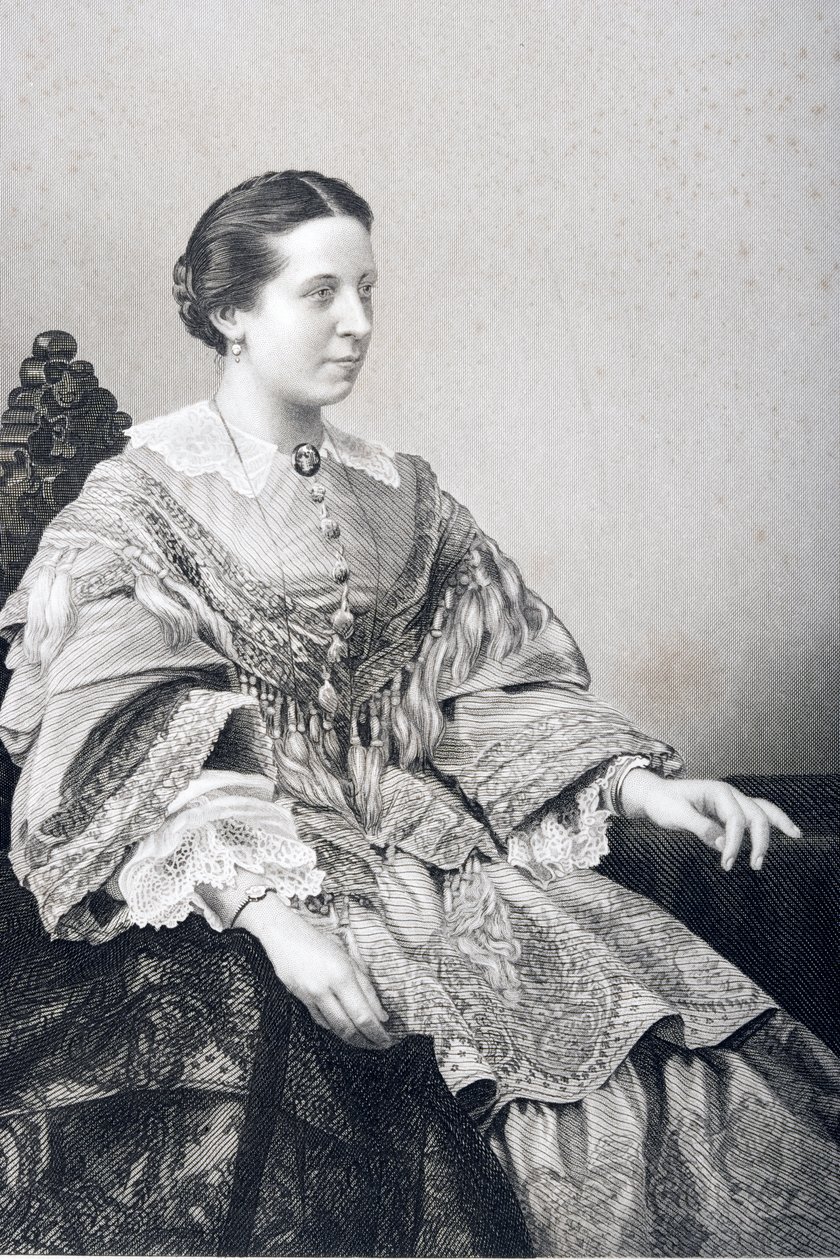 Clara Novello (1818-1908) metszetét D.J. Pound egy fényképről, a „The Drawing-Room of Eminent Personages, Volume 2”, Londonban, 1860. alkotó: John Jabez Edwin Paisley Mayall