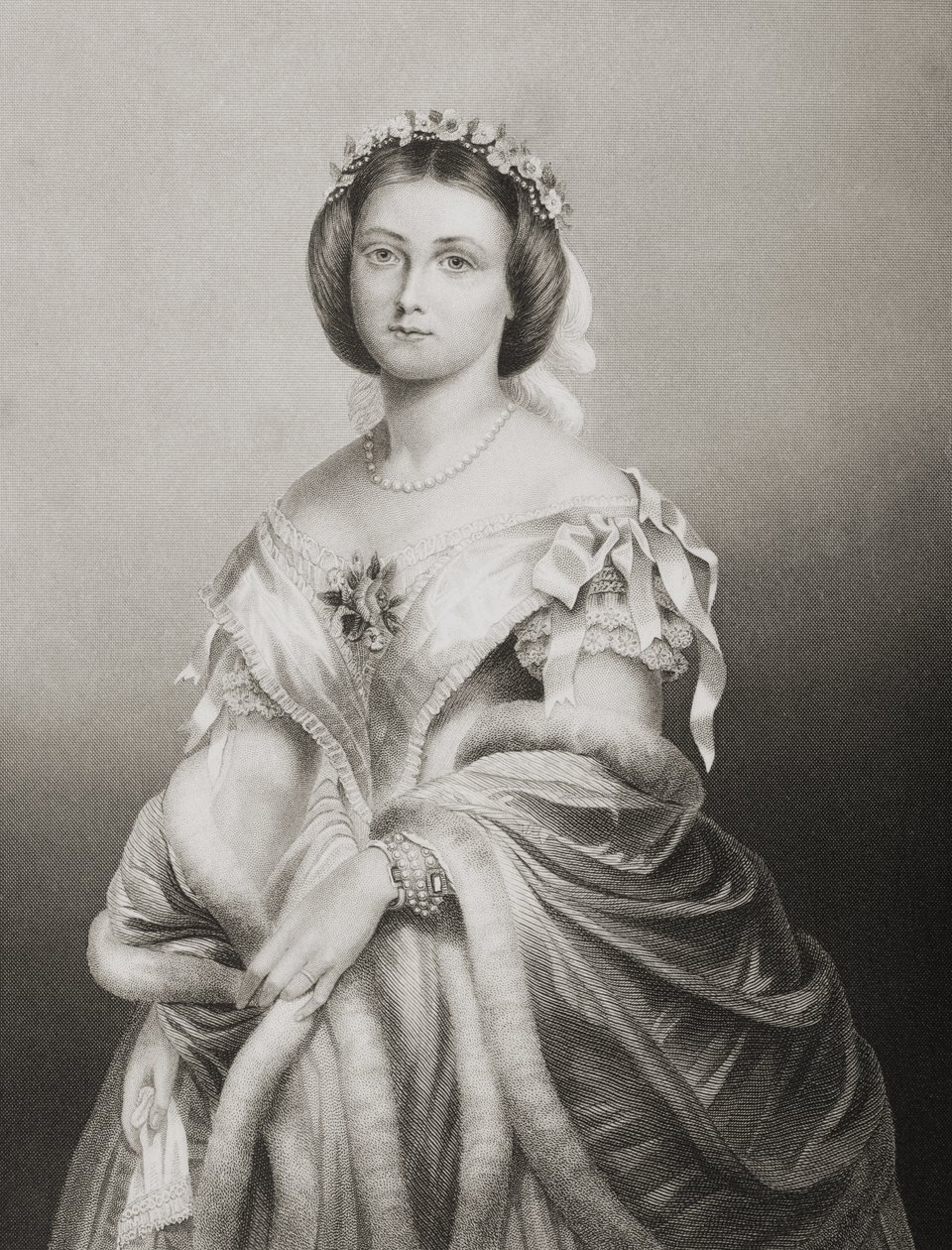 H.R.H. Victoria Adelaide Maria Louisa hercegnő (1840-1901) angol királyi hercegnő, metszett D.J. Pound egy fényképről, a „The Drawing-Room of Eminent Personages, Volume 2”, Lo-ban megjelent alkotó: John Jabez Edwin Paisley Mayall