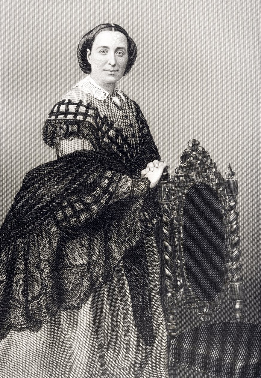 Madame Rosino Penco (1823-94) D.J. Pound metszete egy fénykép alapján, a "The Drawing-Room of Eminent Personages, Volume 2" című, 1860-ban Londonban kiadott kötetből. alkotó: John Jabez Edwin Paisley Mayall