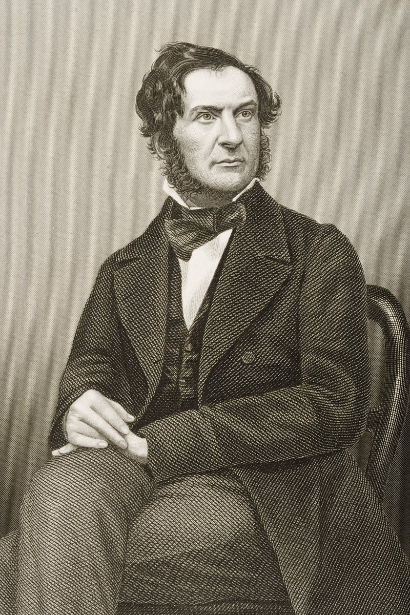 William Ewart Gladstone (1809-98) metszetét D.J. Pound egy fényképről, a „The Drawing-Room of Eminent Personages, Volume 2”, Londonban, 1860. alkotó: John Jabez Edwin Paisley Mayall