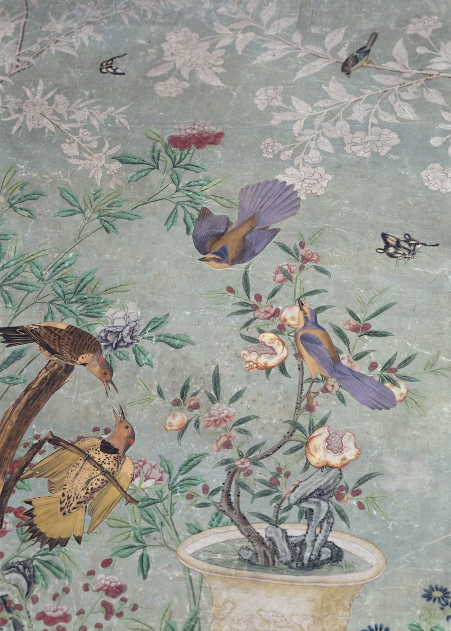 Sárga szárú villódzás, „The Birds of America”-ból kivágva, kézzel festett kínai tapétára (kollázsra) ragasztva alkotó: John James Audubon