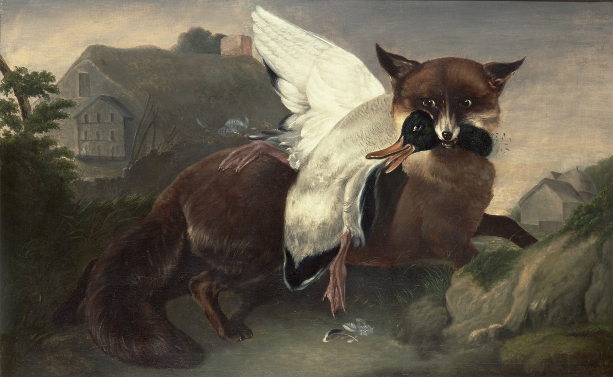 Róka és liba, 1835 körül (olaj, vászon) alkotó: John James Audubon