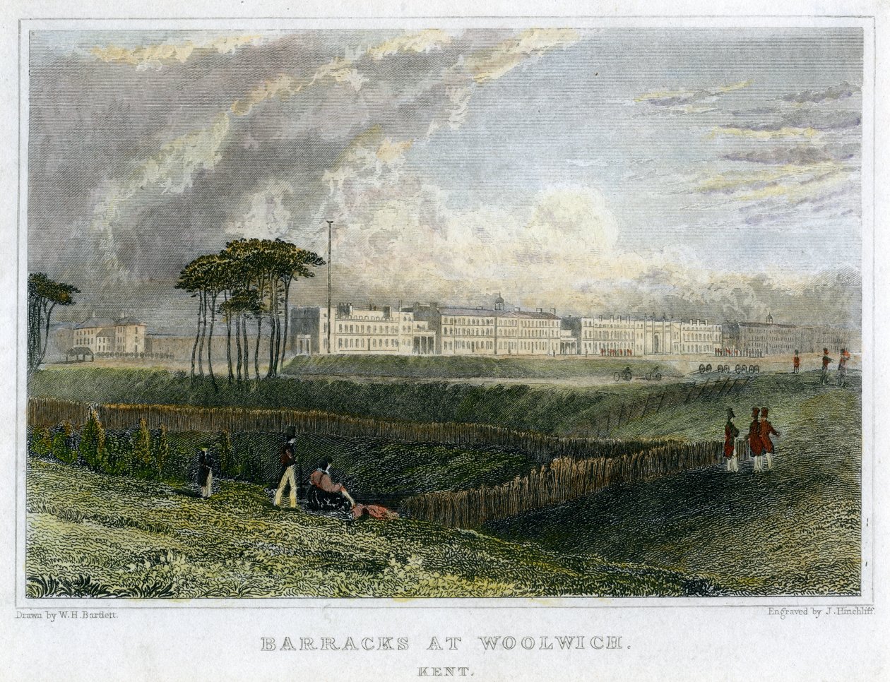 „Barracks at Woolwich, Kent”, 1830 alkotó: John James Hinchliff