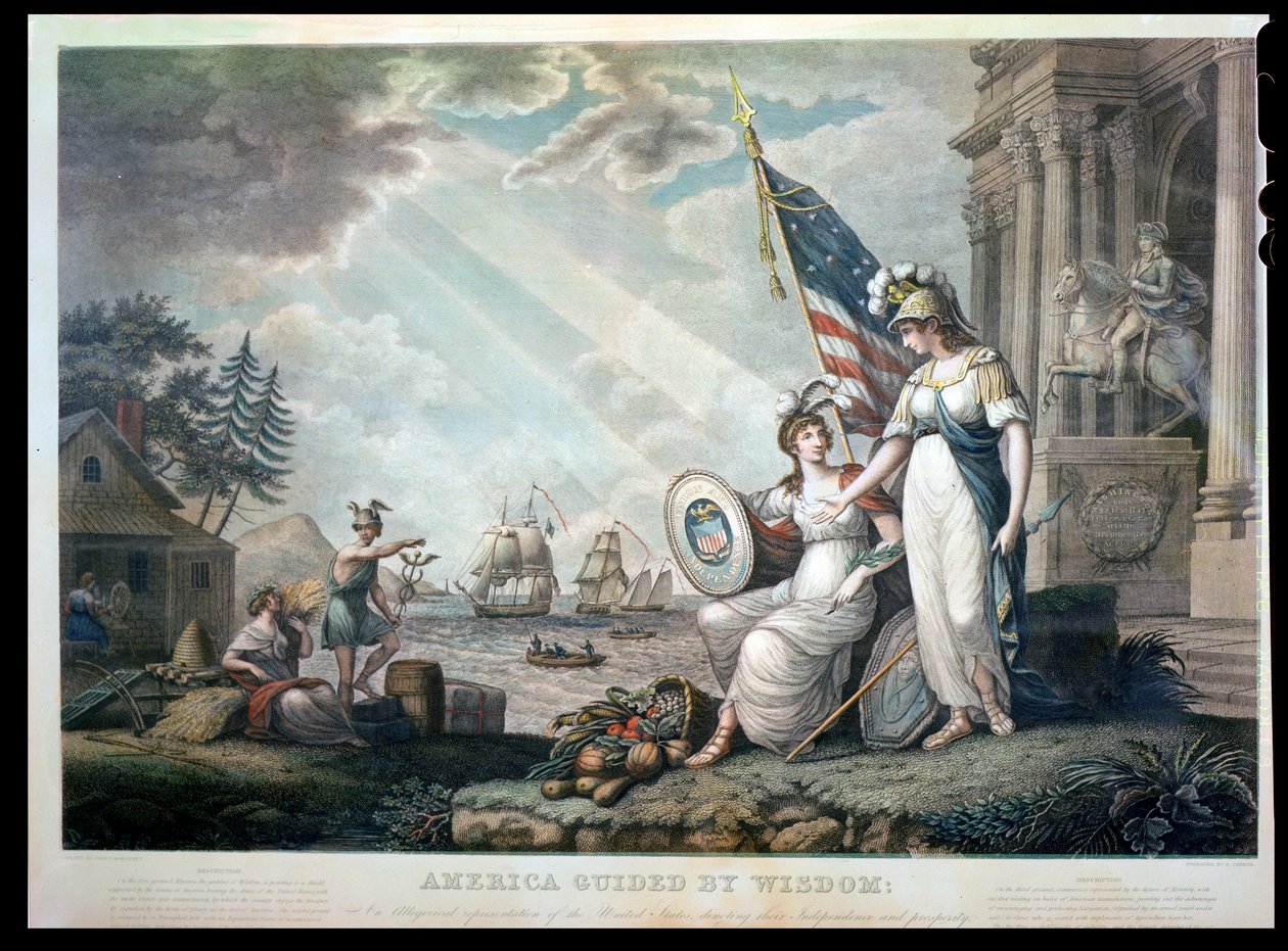 Amerika Bölcsesség által vezérelve, 1815, vésette Benjamin Tanner (1775-1848) alkotó: John James after Barralet